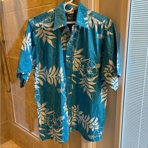 Tropical Blue Floral Men's Casual Shirt
